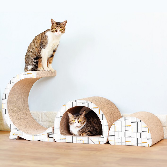 크림펫 고양이 대형 3단분리 고급형 스크래쳐 + 캣닢 하우스형 27,400