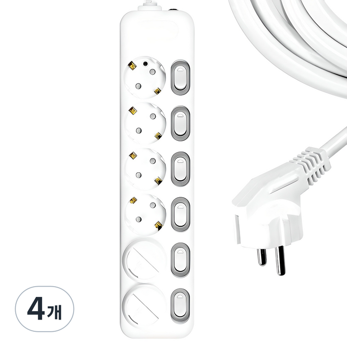 써지오 개별 멀티탭 6구 DH-1668-M + 안전커버 2p, 1.2m, 단일 색상, 4개