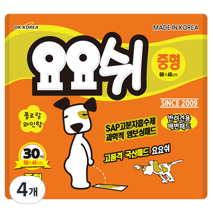 요요쉬 애견 배변패드 플로랄 와인향, 30개입, 4개