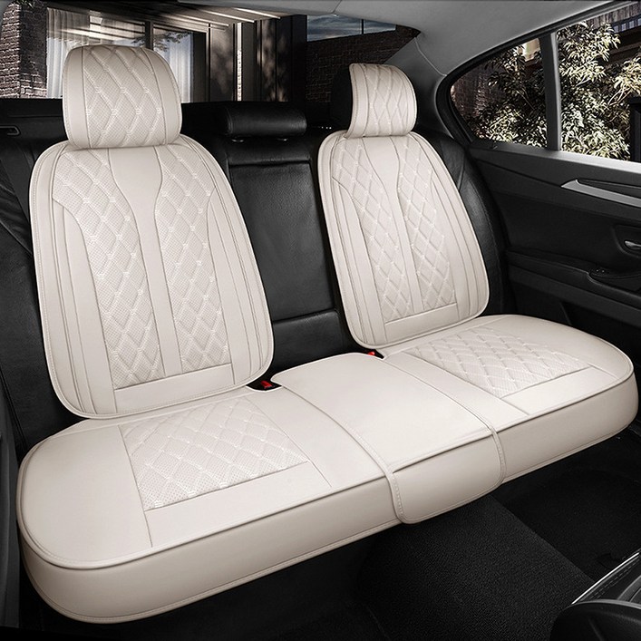 지엠지모터스 자동차 시트커버 차량용 뒷좌석 3인방석  등커버 2p  헤드커버 2p 세트, 코튼베이지, 1세트