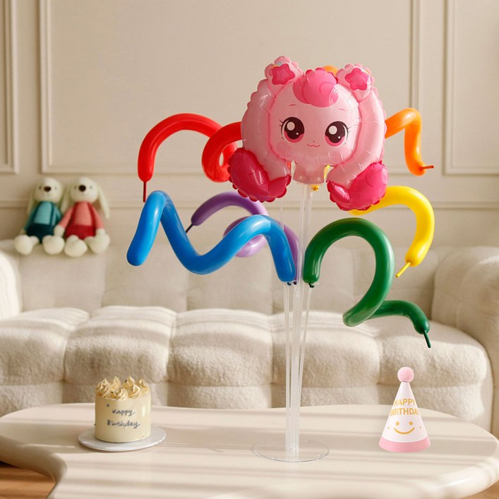 피앤비유니티 스파이럴풍선 꽃다발 스탠드 모자 세트