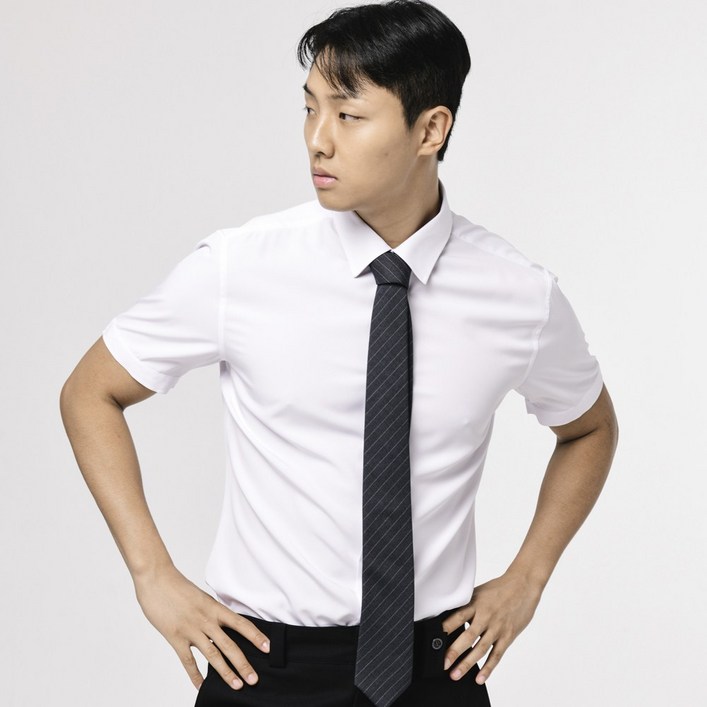 엘엑스티 남성용 반팔 구김없는 반슬림 냉감 와이셔츠