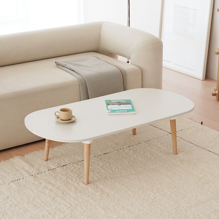 레몬트리 국내제조 E0 LPM 우드 접이식 타원형 900 테이블, 실버 그레이