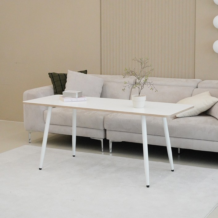 슈에뜨메종 LPM 라운드 낮은 식탁 소파 테이블 1200 x 600, 밀크화이트, 4인용