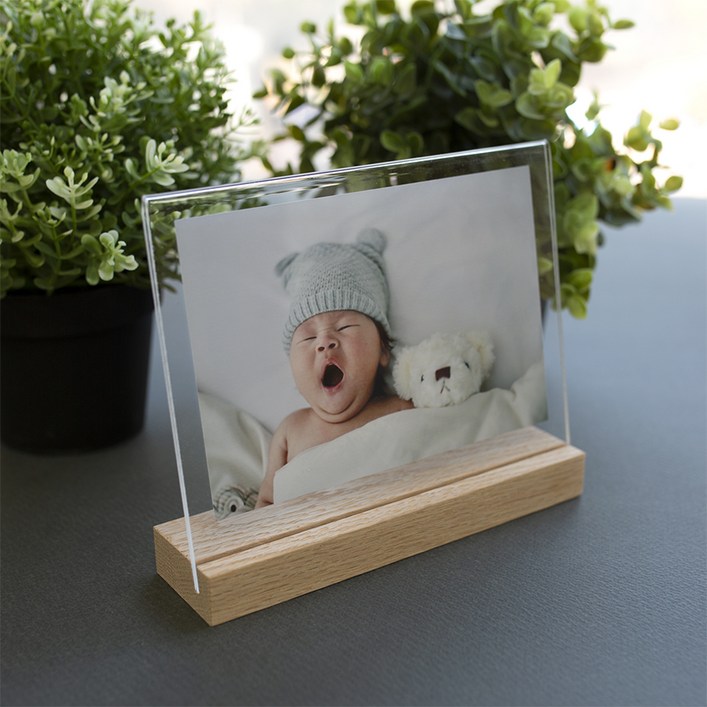 원세븐나인 포토 오크 스탠드 액자 프레임, 투명, 1개