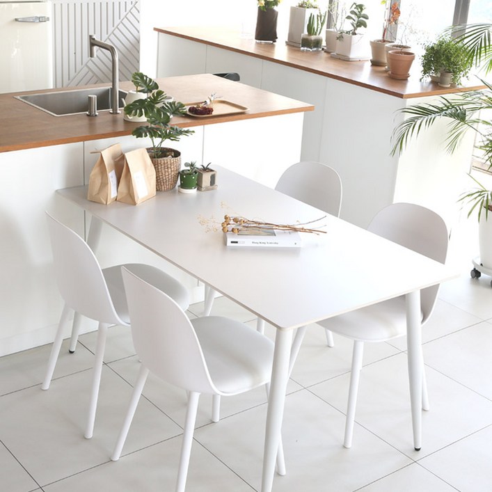 참갤러리 퓨어 라운드 포세린 통 세라믹 식탁의자세트 4인용 1400 + 의자 4p 세트 방문설치
