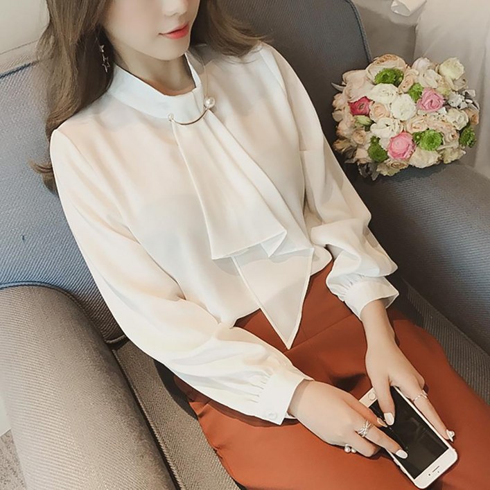 마켓에이 여성용 진주링 모던 블라우스 마켓에이 여성용 진주링 모던 블라우스