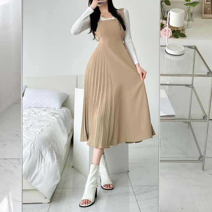 글램디브 뷔스티에 플리츠 롱원피스 AG0614