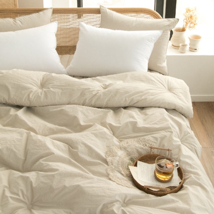 베이직톤 손누빔 광폭 고밀도 순면 호텔식 차렵이불