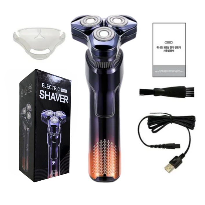 POLIIN 전기 면도기 전체 방수 IPX7 등급 남자 전동 면도기 CP5802, 토브 실버