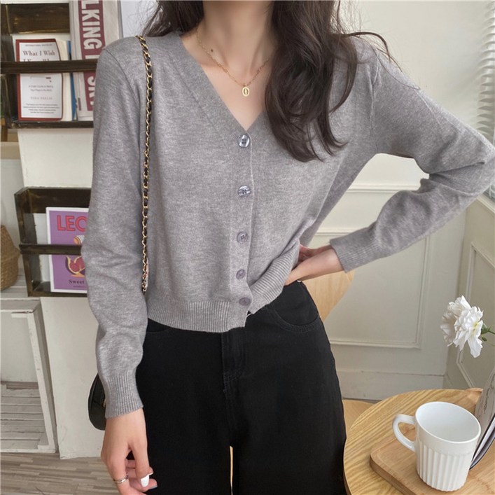 말랑킷 여성용 봄 베이직 심플 기본 레이어드 가디건 간절기 데일리룩 꾸안꾸 브이넥 크롭 가디건 소프트 부드러운 긴팔 카디건