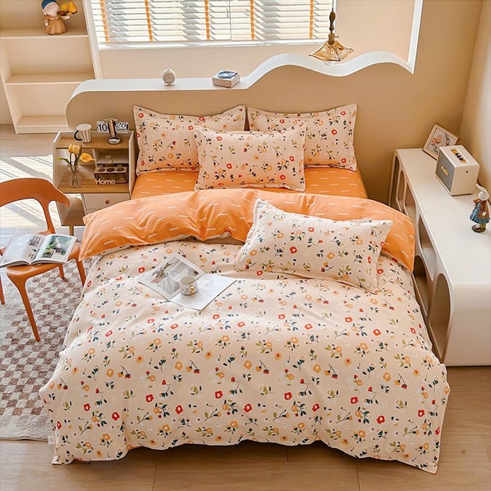 개웃기냥 예쁘고 화사하고 큐티한 이불커버침대시트베개커버 세트 부드러운 사계절 침구 세트