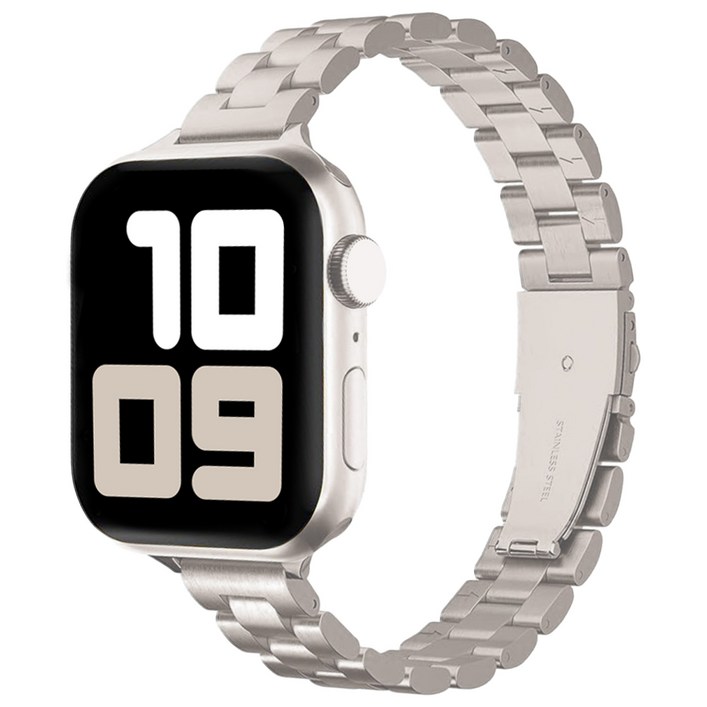 사라밴드 애플워치 호환 미니멀 슬림 메탈 스트랩, 스타라이트, 1개