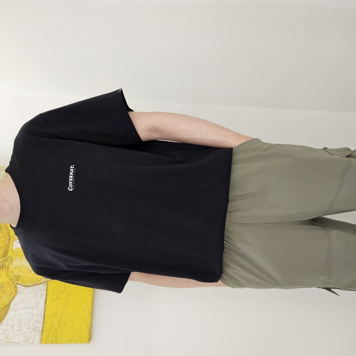 [백화점 정품] 커버낫 무지 티셔츠 기능성 반팔티 쿨 코튼 블랙