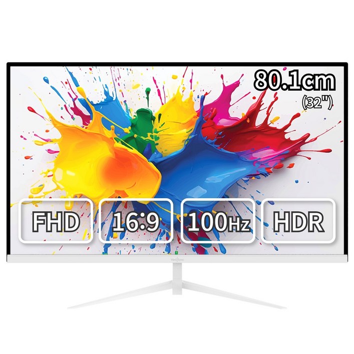 뷰싱크 32인치 FHD 슬림베젤 100Hz 화이트 모니터 게이밍 사무용 멀티 하이브리드, VSO321F 일반, 80cm