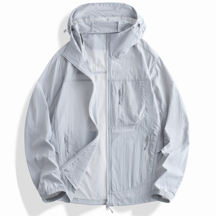 에버유어스 여름 바람막이 여성 자외선 차단 경량 자켓 후드집업 그레이 베이지