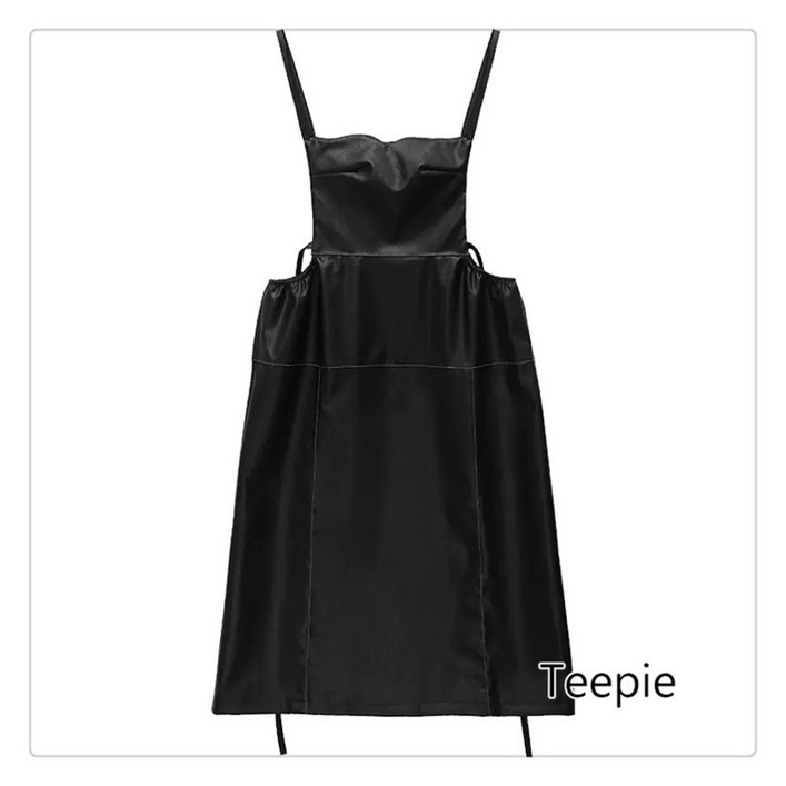 티피/Teepie 여성용 중간 길이 블랙 PU 가죽 스커트