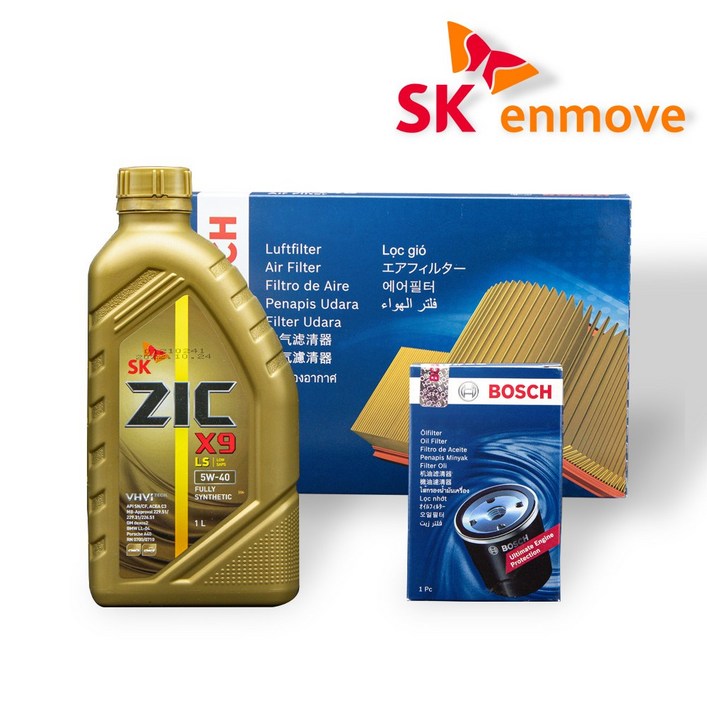 쏘렌토 MQ4 디젤 엔진오일 세트 지크 X9 LS 5W40 6L 보쉬 필터 A 3020 O 0371, 6L, 1개