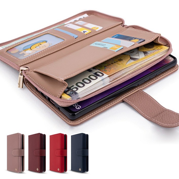 갤럭시S22 플러스 울트라 천연가죽 지퍼 지갑 케이스 빈센트