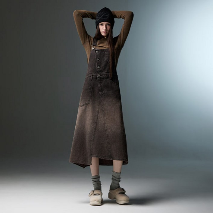 [에고이스트]A라인 서스펜더 데님 원피스(ER4DO160)