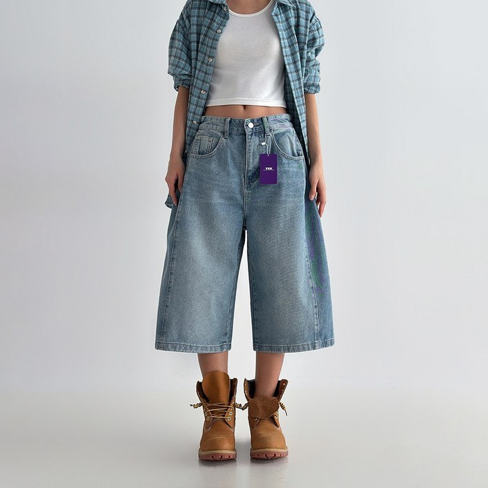 벌룬핏 버뮤다 데님 반바지