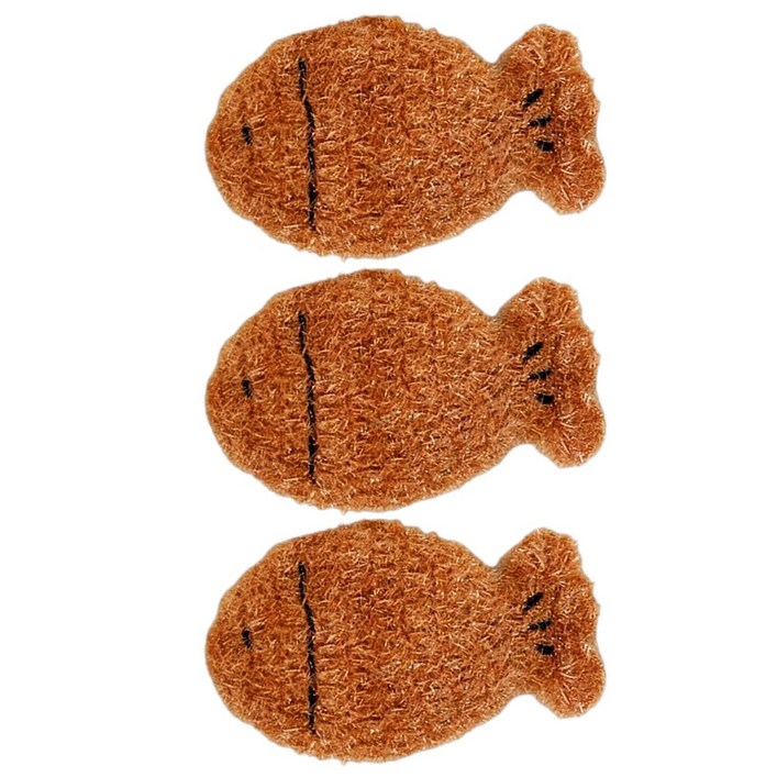 허니잼 귀여운 붕어빵 아크릴 주방 수세미 핸드메이드 아크릴 손뜨개 설거지 수세미 3P