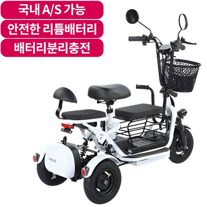 이지라이더EZ Rider 3인용 전동스쿠터 세발 전기자전거 여성 도심 출퇴근 배터리분리충전 완제품출고 접이식스쿠터