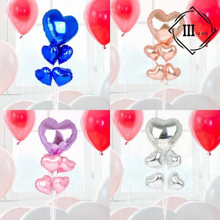 러브 하트 은박 풍선 스탠드 기둥 생일 파티 장식 프로포즈, 1개, 봄이네가게 실버