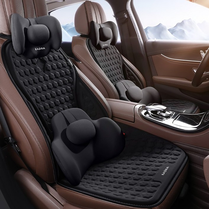 파파무니 여름 3D 에어 쿨링 젤 아이스 시트커버 통풍 자동차 쿠션 방석세트, 1세트, 블랙 앞좌석