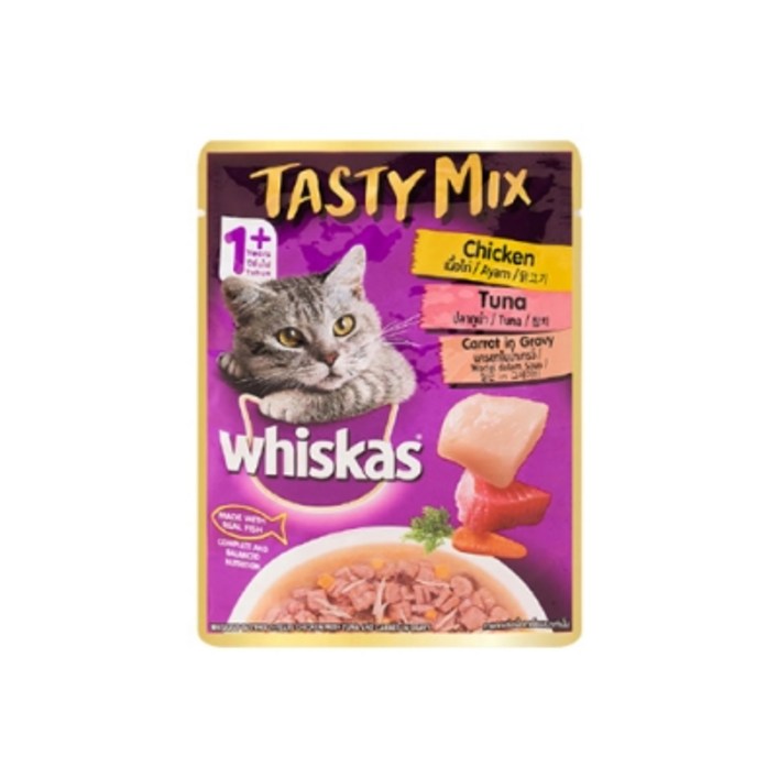 위스카스 테이스티 믹스 닭고기참치당근 그레이비 파우치 70g, 70g, 1개
