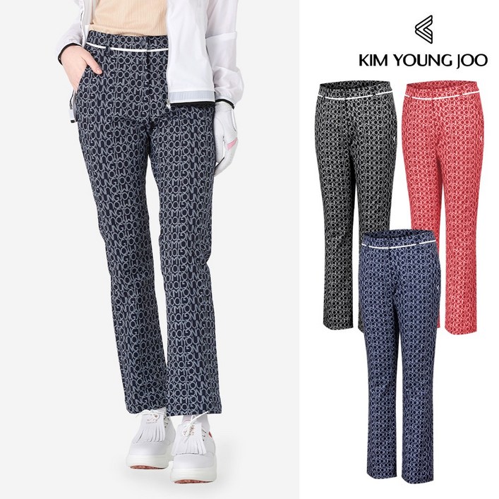 김영주 여성 골프웨어 체인 로고 팬츠 바지