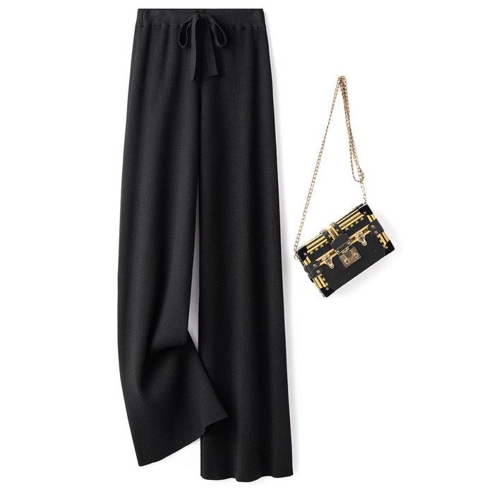 헤네스 도툼 골지 니트팬츠 세미와이드 일자 니트 트레이닝바지 밴딩바지