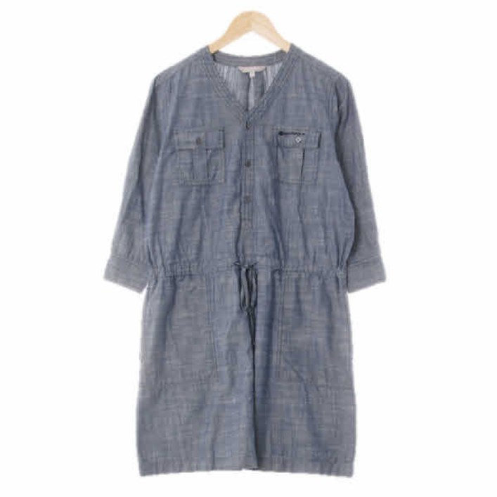 5909 빈폴 데님블루 면 노카라워싱포켓원피스 90