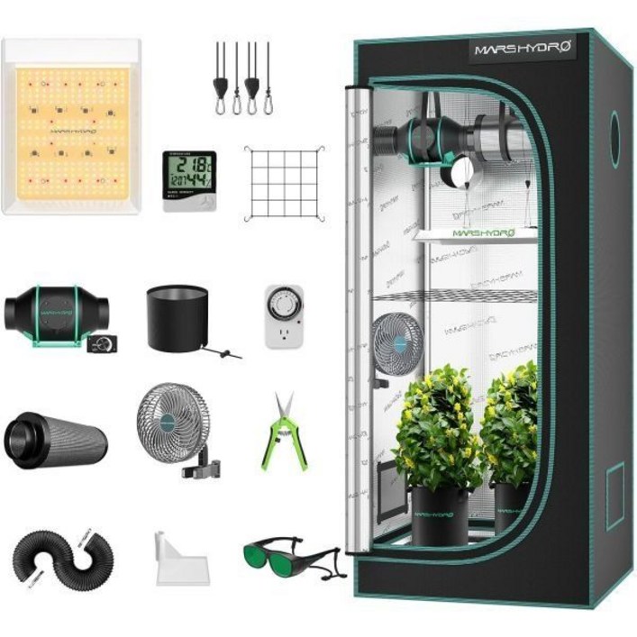 MARS HYDURO 2×2 Grow Tent Kit for New TS600 LED Light Full Spectrum 실내 24x24x55 4환기 시스템을 갖춘 수경 재배 MARS HYDURO 2×2 Grow Tent Kit for New TS600 LED Light Full Spectrum 실내 24x24x55 4환기 시스템을 갖춘 수경 재배