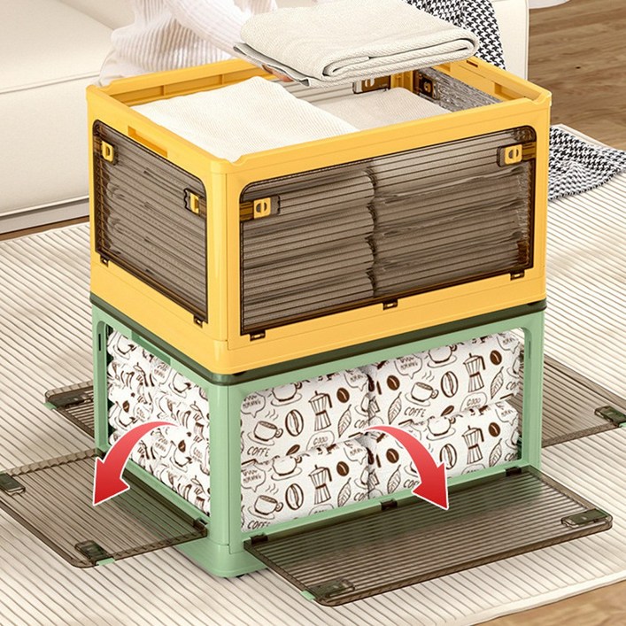 접이식 리빙박스 전면 개방 오픈형 수납 폴딩 공간박스 28L 56L 84L 143L, 화이트, 1개