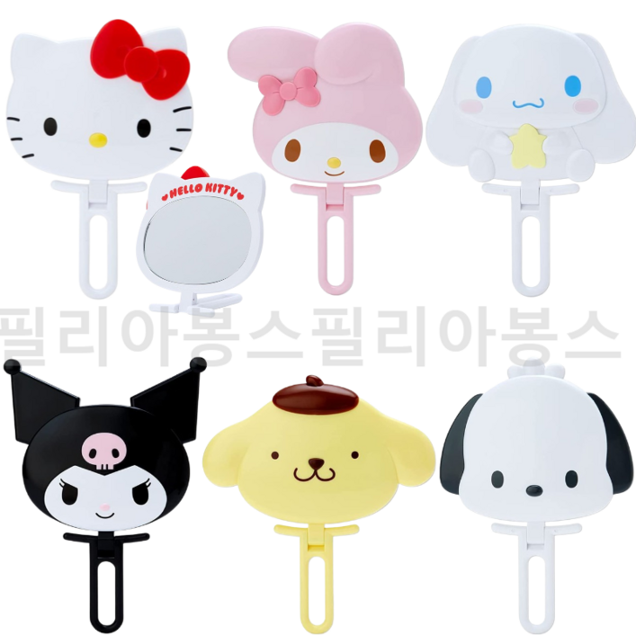 [일본정품]산리오 손거울 입체 산리오탁상거울 핸드미러 헬로키티 마이멜로디 페이스