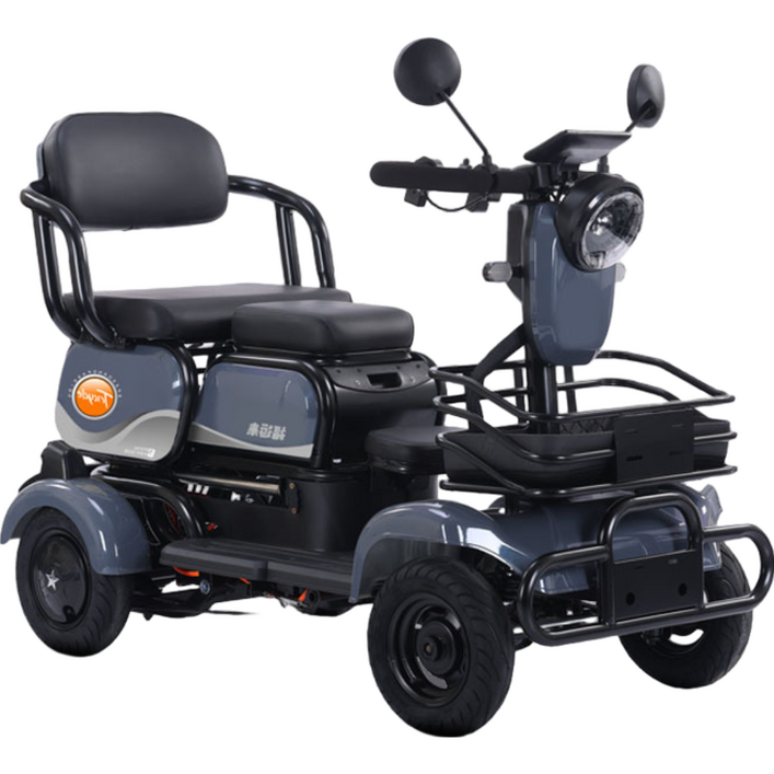 일렉휠스 사륜 전동 스쿠터 전기 자전거 노인 어르신 4륜 네발 중장년 어르신 효도 부모님 선물 전동차, 블루, 스틸