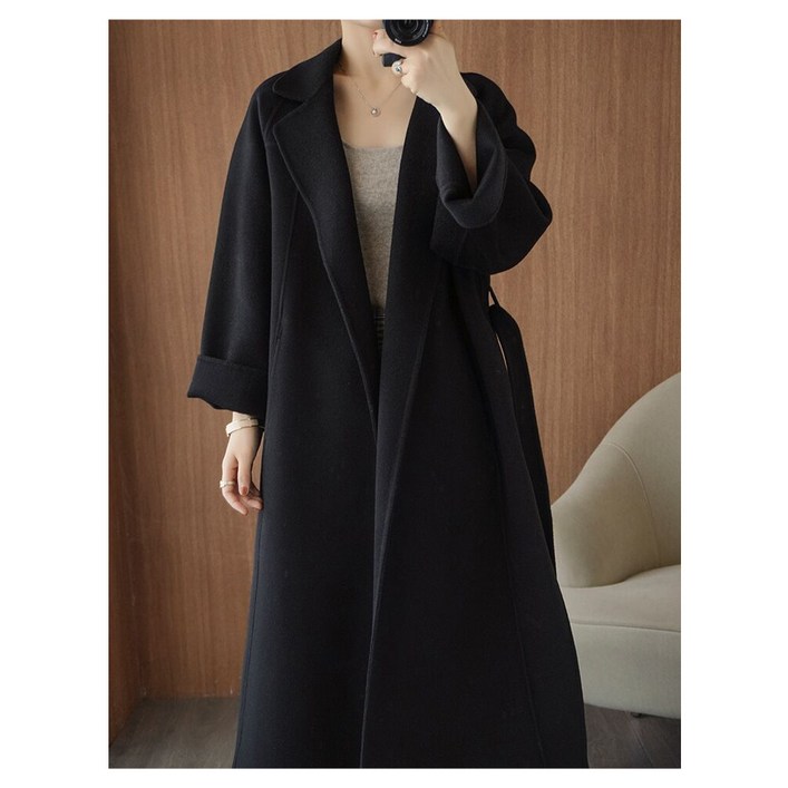 양면 캐시미어 코트 여중 롱 오버사이즈 추동 100 울 모직 코트