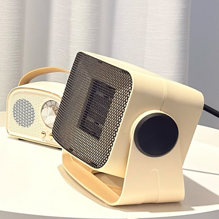 히트베어 사무실 발난로 가정용 미니 온풍기 저소음 탁상용 전기 히터 책상 난방기 절전형, 베이지, NDPTC02