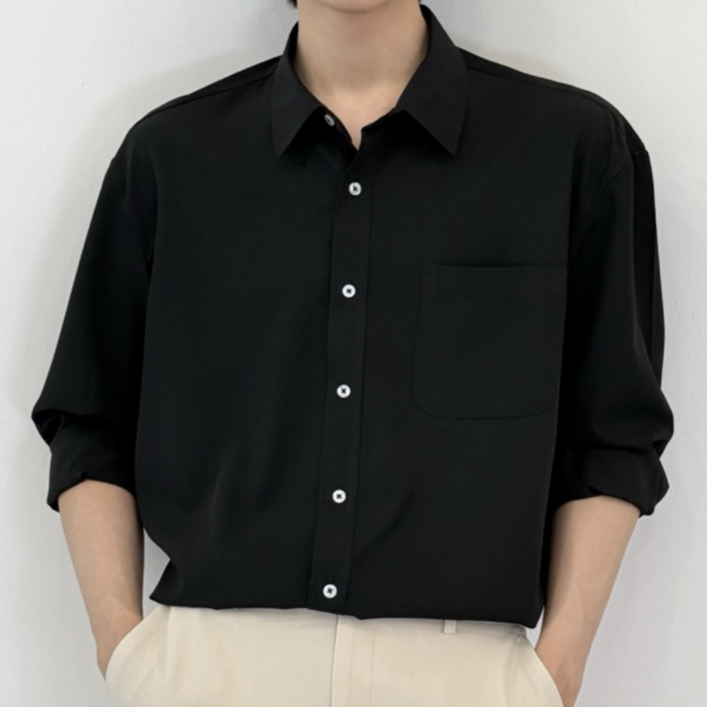 데이로아 남자 빅사이즈 오버핏 남방 링클프리 캐주얼 여름 긴팔셔츠