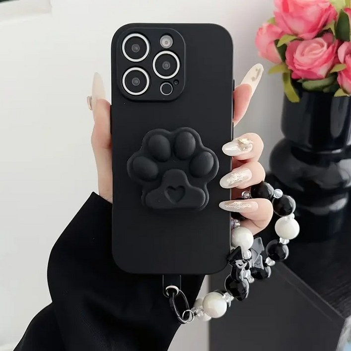 삼성 갤럭시 S24 S23 S22 S21 S20 울트라 플러스 노트20 그립 톡홀더 거치대 비즈 스트랩 실리콘 케이스 T7028