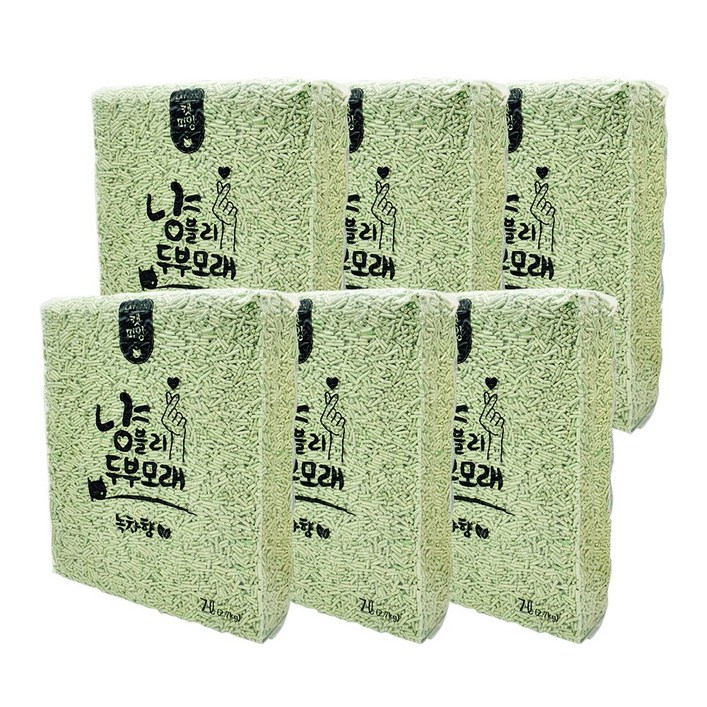 냥블리 두부모래 , 가는입자 고양이모래, 6개, 녹차향