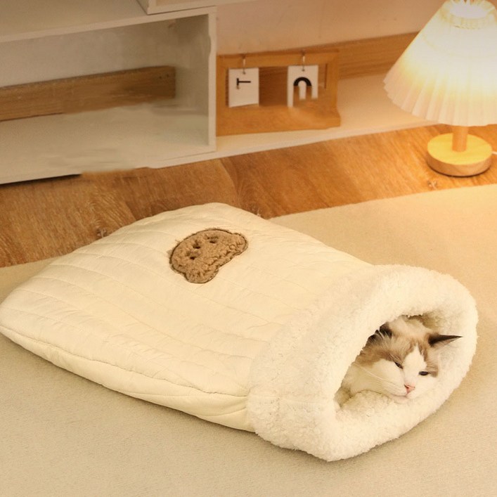 HANTAO 고양이 침낭 쿠션 하우스 방석 숨숨집 동굴 캣터널 이불 포켓방석