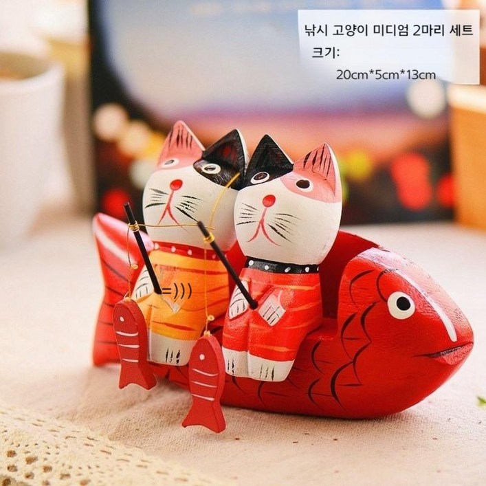 이자카야 소품 일식 이자까야 스시 맞춤 장식 귀여운, 낚시 고양이 미디엄 2마리 세트