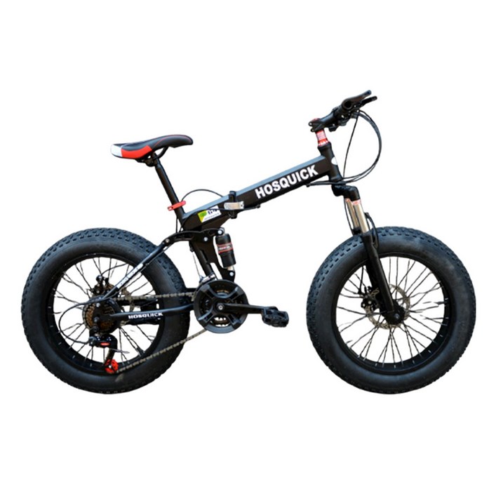 라이드업 접이식 펫바이크 와이드 광폭 타이어 MTB 산악용 자전거 팻바이크 20인치, 1개, 165cm, 블랙20인치24단