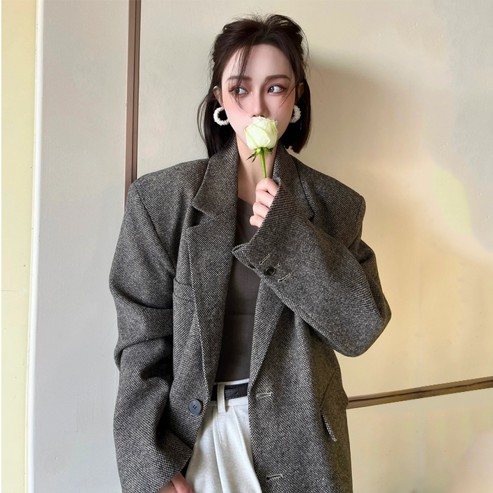 루메코23 PEAKED COLLAR HERRINGBONE JACKET L20 루메코23 PEAKED COLLAR HERRINGBONE JACKET L20