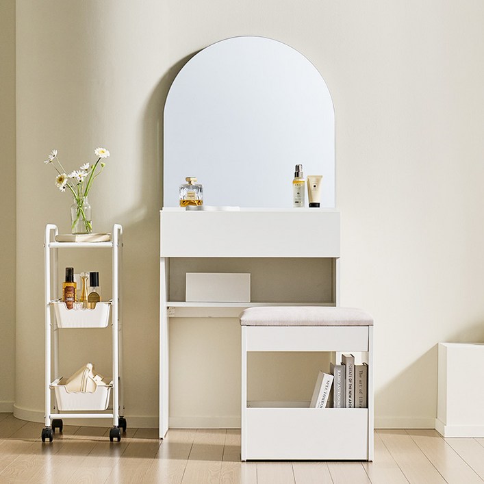라움디 600 아치형 거울 수납 서랍 화장대 세트
