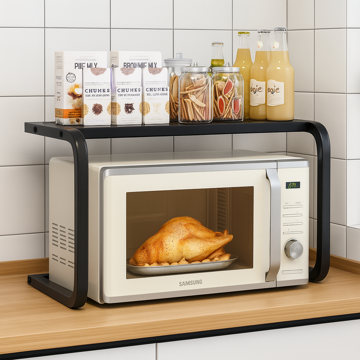 솜솜스퀘어 단단한 전자레인지 심플 맘마존 선반, 1단, 반타 블랙