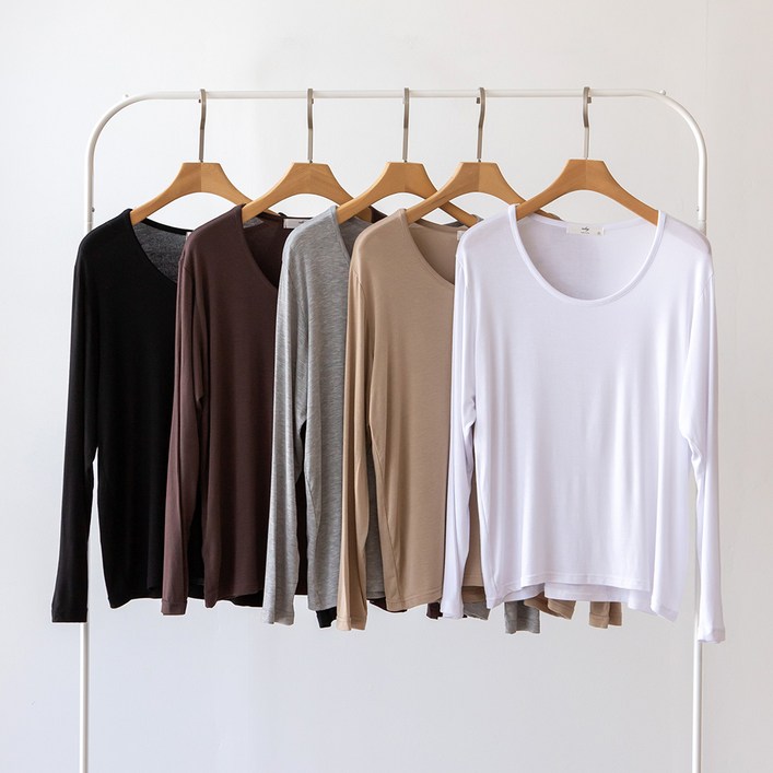 코코세븐 11 빅사이즈여성 레이온 유넥 스판 긴팔 티셔츠 M L XL