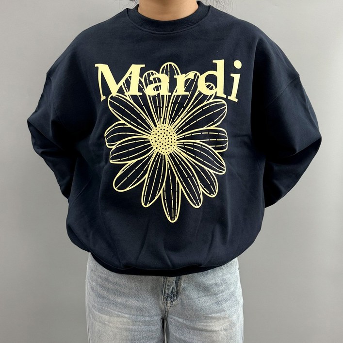 국내매장판 마르디 메크르디 플라워 마르디 맨투맨 네이비레몬 NAVY LEMON